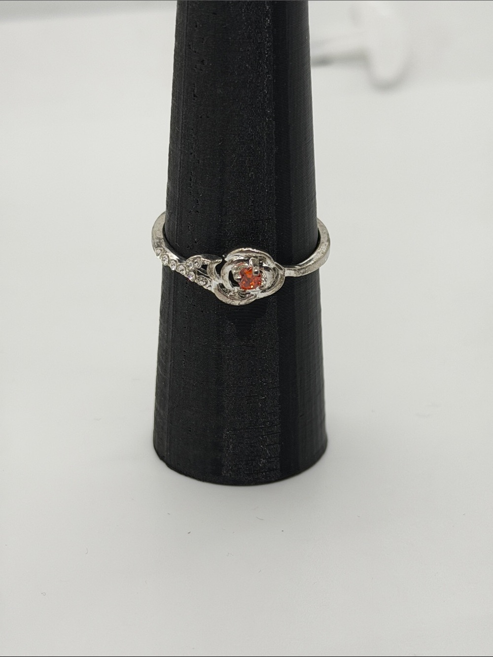 Sterling Silver Orange Gemstone Ring - Elegant Women's Jewelry size 11